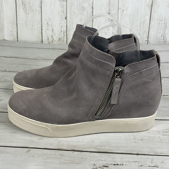 Dolce Vita Grey Suede Hidden Wedge Sneaker Booties - Picture 6 of 13